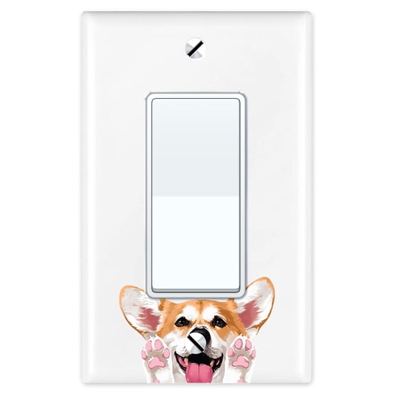 WIRESTER 1-Gang Decorator Light Switch Plate/Wall Plate Cover, Animal Red Pembroke Welsh Corgi Dog