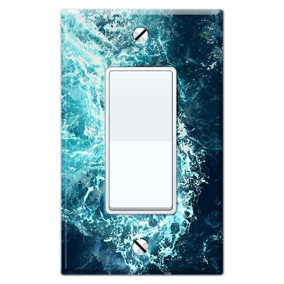 WIRESTER 1-Gang Decorator Light Switch Plate/Wall Plate Cover, Blue Ocean Wave