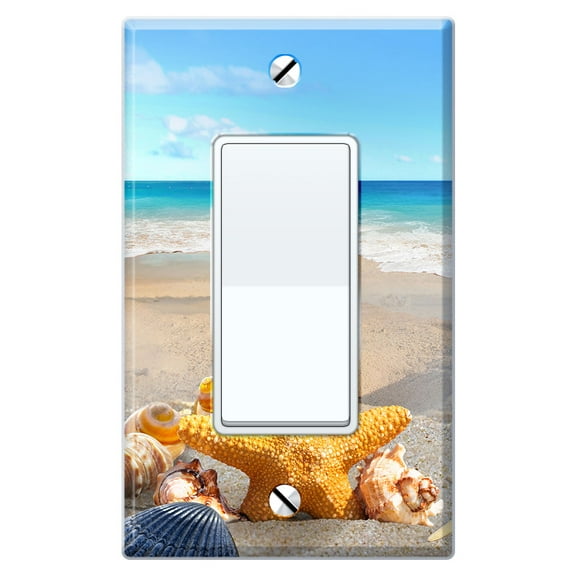 WIRESTER 1-Gang Decorator Light Switch Plate/Wall Plate Cover, Seashells On The Beach