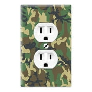 WIRESTER 1-Gang Duplex Outlet Cover Wall Plate/Switch Plate Cover, Woodland Camouflage