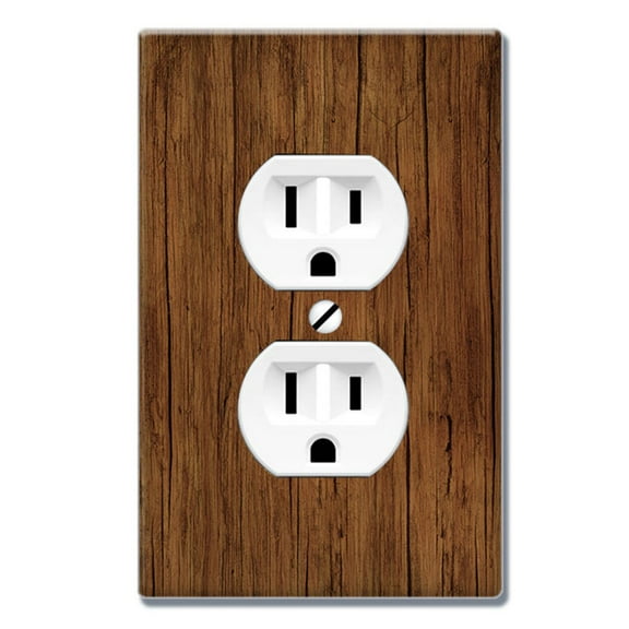 WIRESTER 1-Gang Duplex Wall Plate/Switch Plate Cover, Red Brown Wood-Look