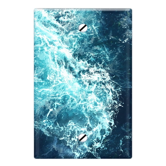 WIRESTER 1-Gang No Device Wall Plate Cover, Blue Ocean Wave