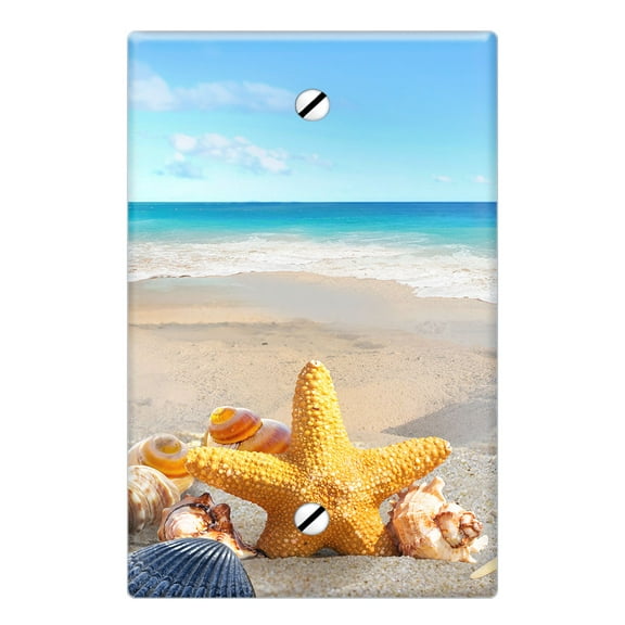 WIRESTER 1-Gang No Device Wall Plate Cover, Seashells On The Beach