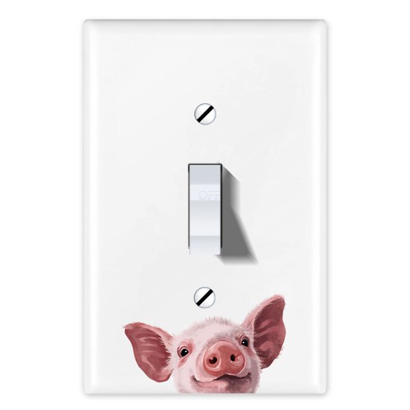 WIRESTER 1-Gang Toggle Light Switch Wall Plate/Switch Plate Cover, Animal Baby Pig