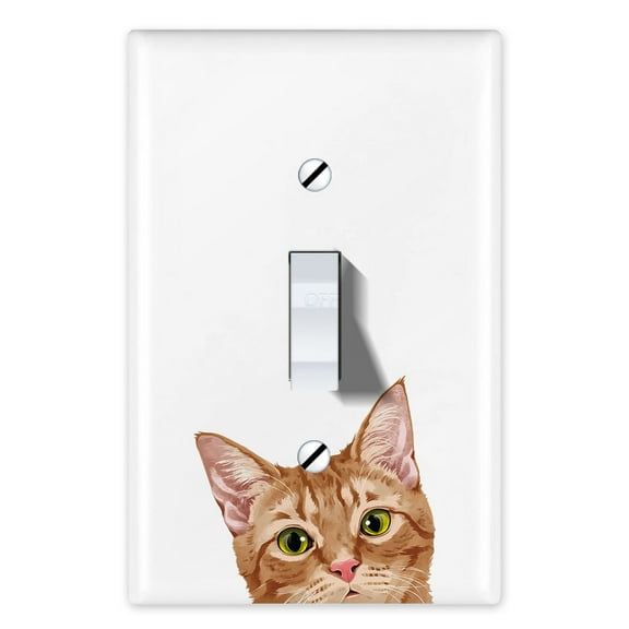 WIRESTER 1-Gang Toggle Light Switch Wall Plate/Switch Plate Cover, Animal Orange Tabby Kitten Cat