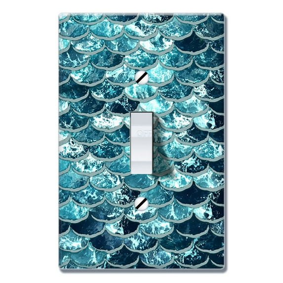 WIRESTER 1-Gang Toggle Wall Plate/Switch Plate Cover, Mermaid Scales Blue Wave