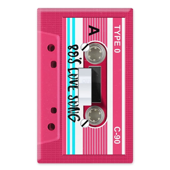 WIRESTER 1-Gang Toggle Wall Plate/Switch Plate Cover, Pink Cassette Tape Love Song