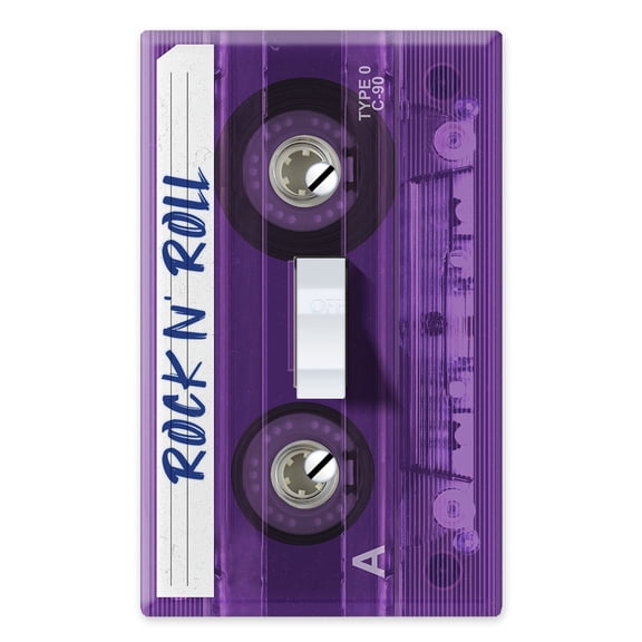 WIRESTER 1-Gang Toggle Wall Plate/Switch Plate Cover, Purple Cassette Tape Rock N' Roll