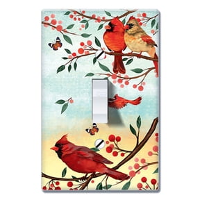 WIRESTER 1-Gang Toggle Wall Plate/Switch Plate Cover, Red Cardinal Birds