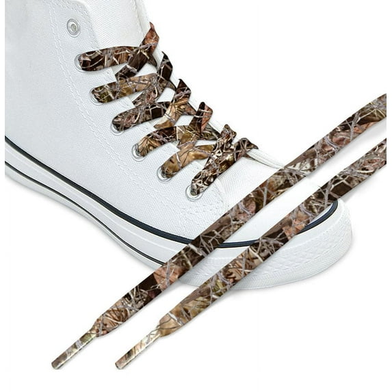 WIRESTER 1 Pair Replacement Shoelaces Fashion Shoestrings forHiking Shoes, Sport Shoes, Boots, Sneakers, Outdoor - Brown Camo Leaves