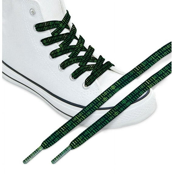 WIRESTER 1 Pair Replacement Shoelaces Fashion Shoestrings forHiking Shoes, Sport Shoes, Boots, Sneakers, Outdoor - Green Binary Code