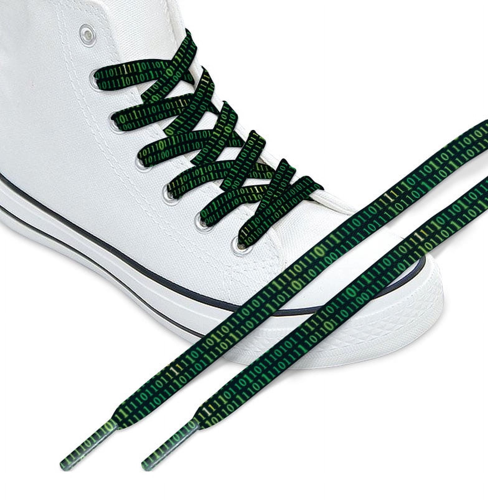 WIRESTER 1 Pair Replacement Shoelaces Fashion Shoestrings forHiking Shoes, Sport Shoes, Boots, Sneakers, Outdoor - Green Binary Code - image 1 of 7
