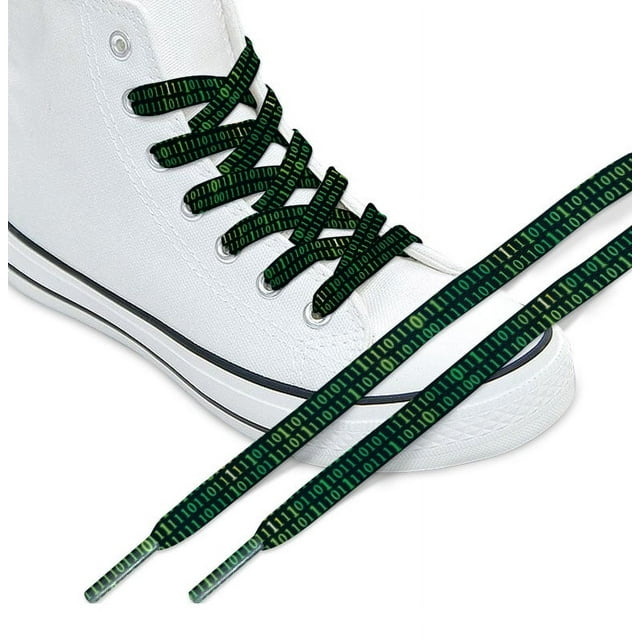 WIRESTER 1 Pair Replacement Shoelaces Fashion Shoestrings forHiking Shoes, Sport Shoes, Boots, Sneakers, Outdoor - Green Binary Code