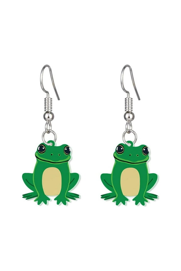 1 Pair/Set Acrylic Green Frog Fashion Jewelry Drop Dangle Hook Earrings for Women
