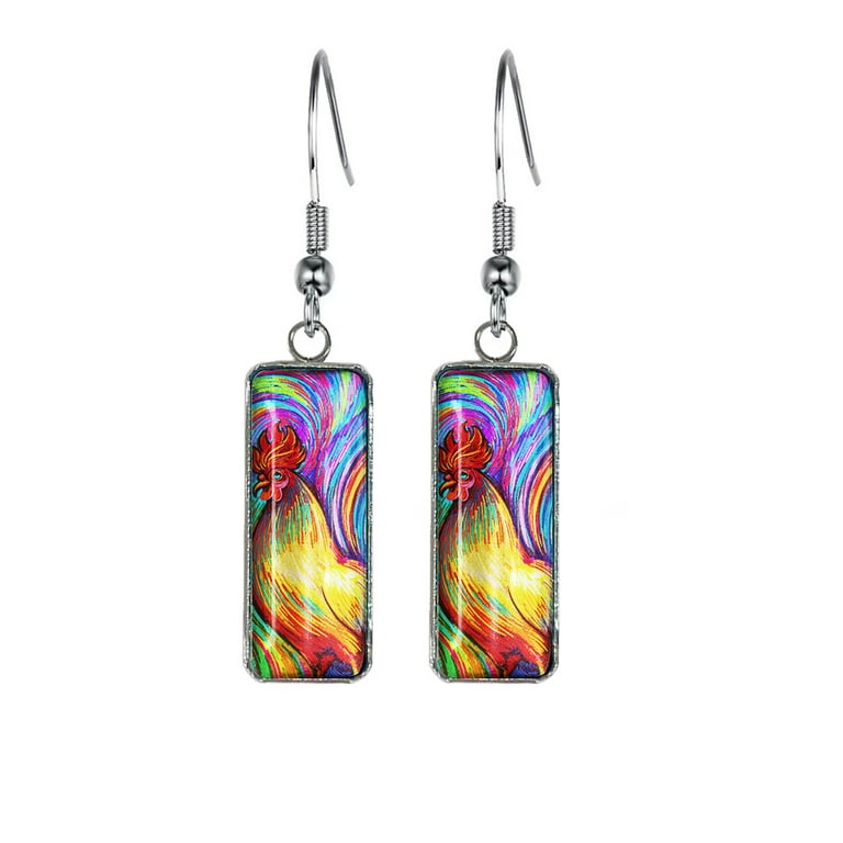 Steel & glass drop earrings Steel & glass drop earrings