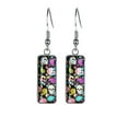 thumbnail image 1 of WIRESTER 1 Pair/Set Colorful Sugar Skulls Stainless Steel + Glass Rectangle Drop Earring Fashion Jewelry Drop Dangle Hook Earrings for Women, 1 of 6