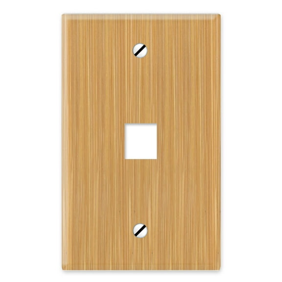 WIRESTER 1-Port Wall Plate for Keystone Jacks Modular Inserts Ethernet Cable, Bamboo Wood Texture