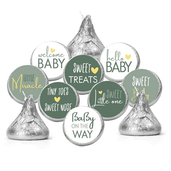WIRESTER 1000 Pcs Chocolate Drops Labels Stickers Candy Stickers 0.75 Inch for Baby Girl Boy Shower Birthday Party Supplies - Boy Girl Baby Shower