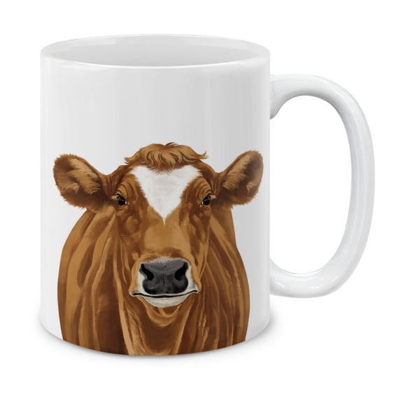 WIRESTER 11 Oz Ceramic Tea Cup Coffee Mug, Animal Brown Cow