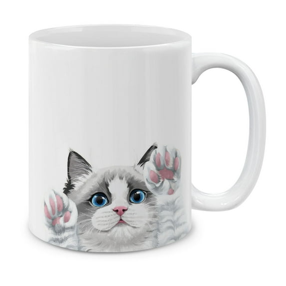 WIRESTER 11 Oz Ceramic Tea Cup Coffee Mug, Animal Seal Point Ragdoll Cat