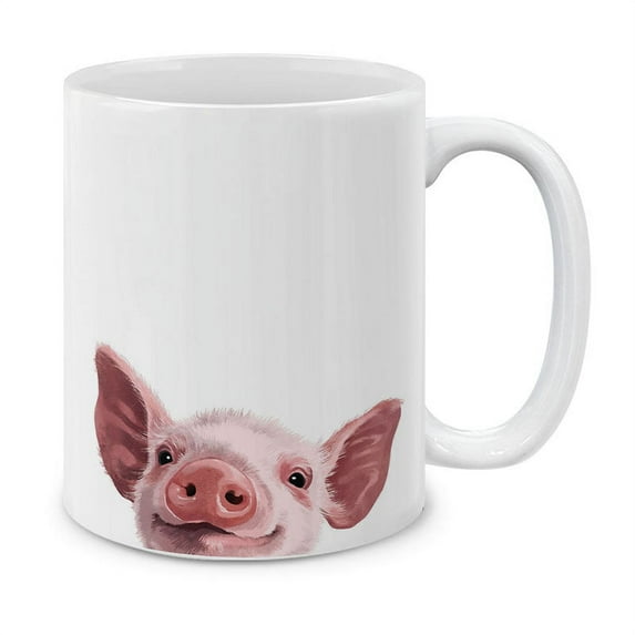 WIRESTER 11 Oz Ceramic Tea Cup Coffee Mug, Baby Pig