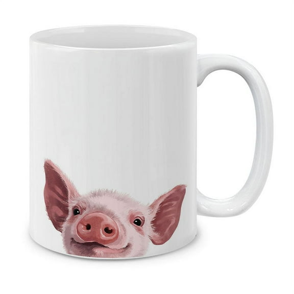 WIRESTER 11 Oz Ceramic Tea Cup Coffee Mug, Baby Pig