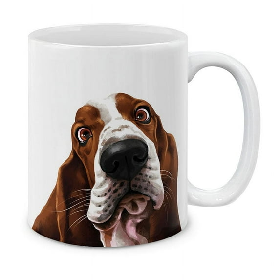 WIRESTER 11 Oz Ceramic Tea Cup Coffee Mug, Basset Hound Dog