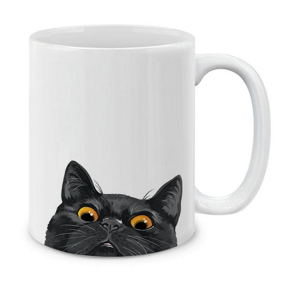 WIRESTER 11 Oz Ceramic Tea Cup Coffee Mug, Black Bombay Kitten Cat