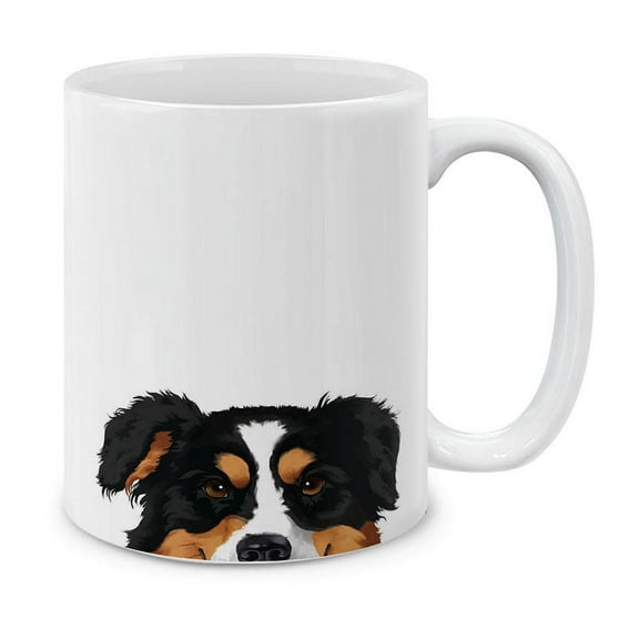 WIRESTER 11 Oz Ceramic Tea Cup Coffee Mug, Black Tricolor Aussie Australian Shepherd Dog