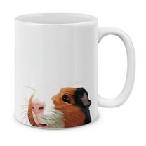 WIRESTER 11 Oz Ceramic Tea Cup Coffee Mug, Black White Brown Guinea Pig
