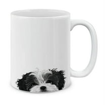 WIRESTER 11 Oz Ceramic Tea Cup Coffee Mug, Black White Shih Tzu Dog