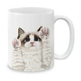 thumbnail image 1 of WIRESTER 11 Oz Ceramic Tea Cup Coffee Mug, Chocolate Bicolor Ragdoll Cat Paws Up, 1 of 7