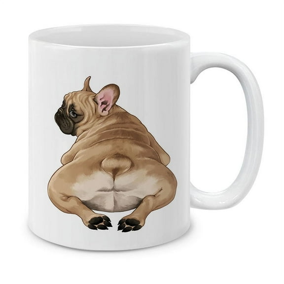 WIRESTER 11 Oz Ceramic Tea Cup Coffee Mug, French Bulldog Butt Looking Back