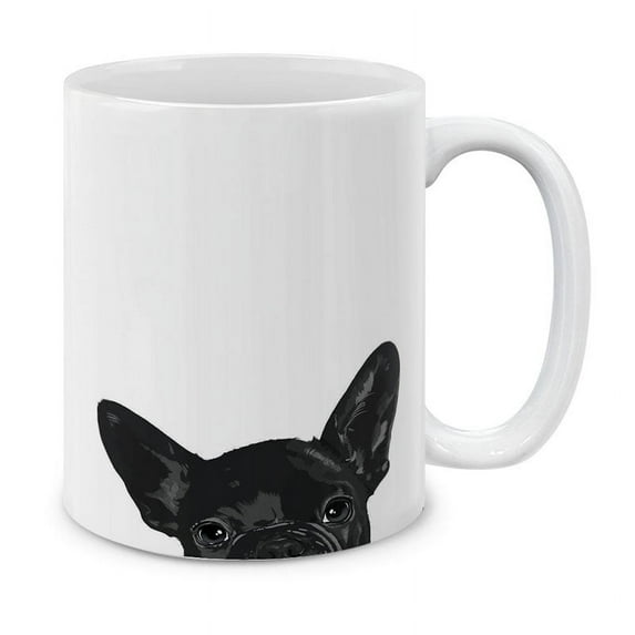 WIRESTER 11 Oz Ceramic Tea Cup Coffee Mug, French Bulldog Puppy Dog Black