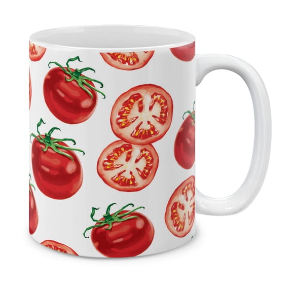 WIRESTER 11 Oz Ceramic Tea Cup Coffee Mug, Fresh Tomatoes Pattern