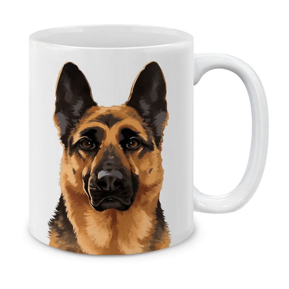 WIRESTER 11 Oz Ceramic Tea Cup Coffee Mug, Full Portrait Portrait Black Tan German Shepherd Dog