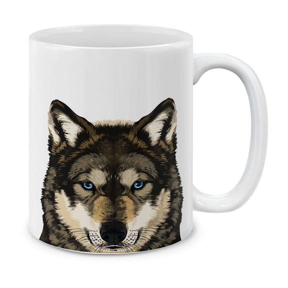 WIRESTER 11 Oz Ceramic Tea Cup Coffee Mug, Gray Wolf