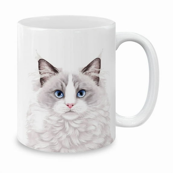 WIRESTER 11 Oz Ceramic Tea Cup Coffee Mug, Lilac Ragdoll Cat