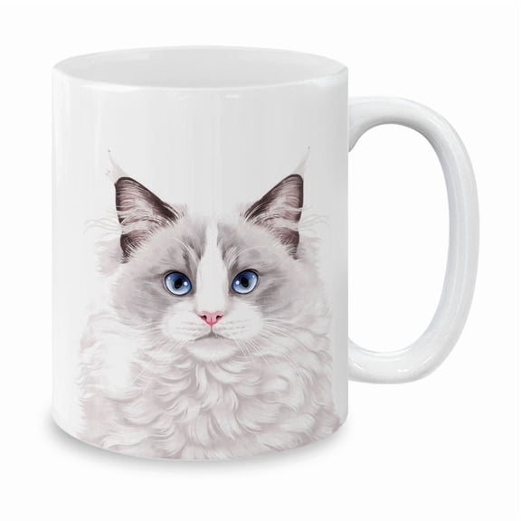 WIRESTER 11 Oz Ceramic Tea Cup Coffee Mug, Lilac Ragdoll Cat