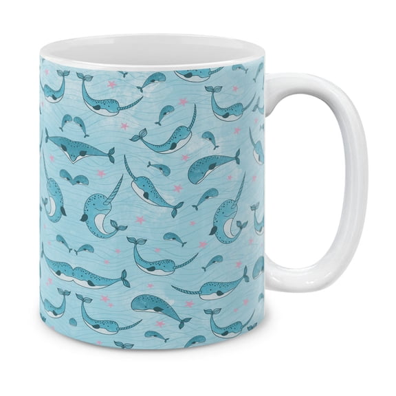 WIRESTER 11 Oz Ceramic Tea Cup Coffee Mug, Narwhals Pattern