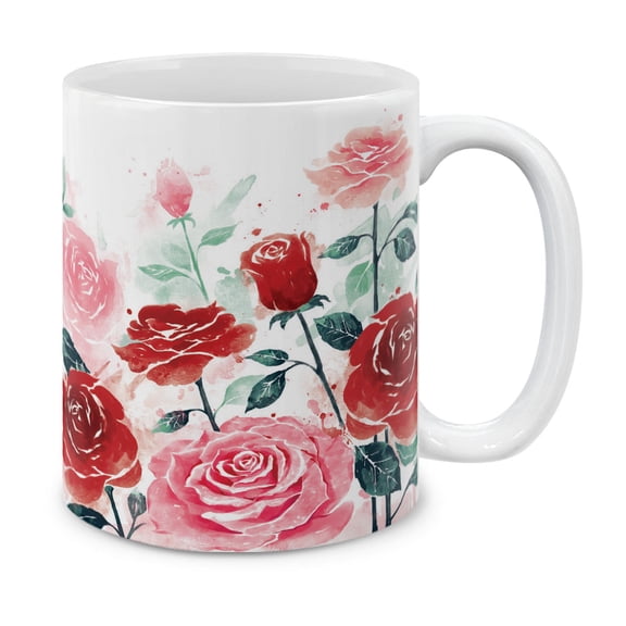 WIRESTER 11 Oz Ceramic Tea Cup Coffee Mug, Roses Flowers
