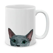 WIRESTER 11 Oz Ceramic Tea Cup Coffee Mug, Russian Blue Cat