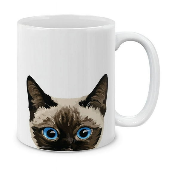 WIRESTER 11 Oz Ceramic Tea Cup Coffee Mug, Siamese Kitten Cat