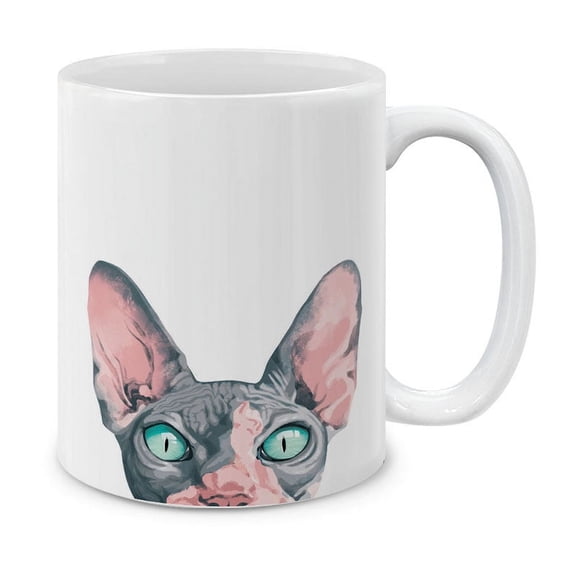 WIRESTER 11 Oz Ceramic Tea Cup Coffee Mug, Sphynx Kitten Cat