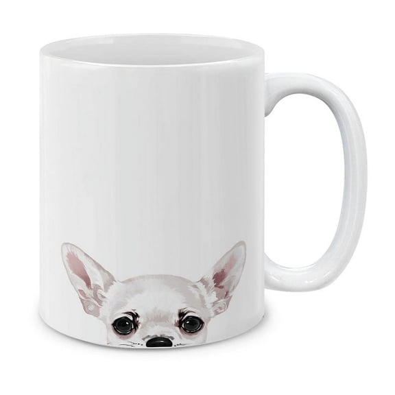 WIRESTER 11 Oz Ceramic Tea Cup Coffee Mug, White Chihuahua