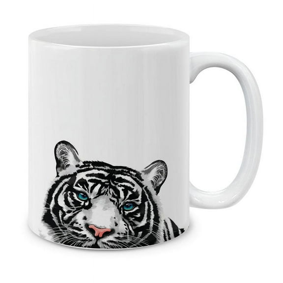 WIRESTER 11 Oz Ceramic Tea Cup Coffee Mug, White Tiger