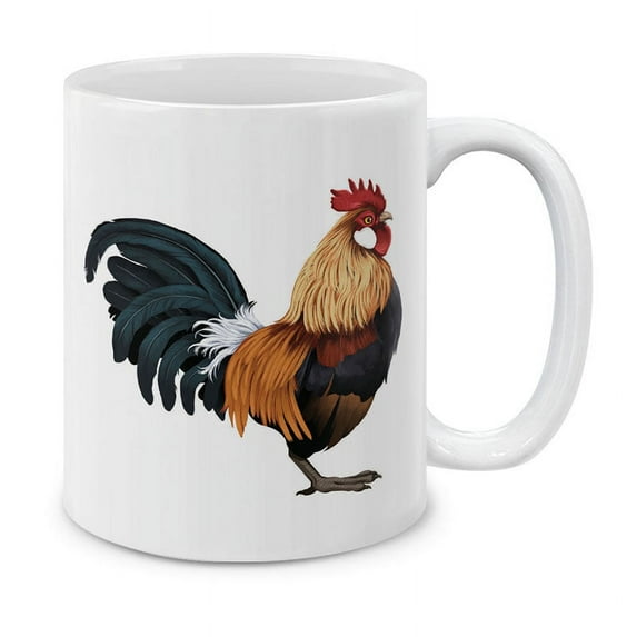 WIRESTER 11 Oz Ceramic Tea Cup Coffee Mug With Handgrip for Gifts, Dutch Bantam Chicken