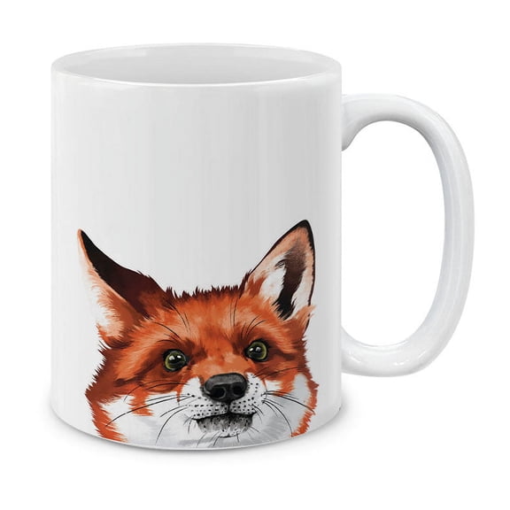 WIRESTER 11 Oz Ceramic Tea Cup Coffee Mug With Handgrip for Gifts, Red Fox
