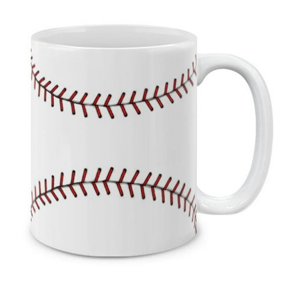 WIRESTER 11oz 325ml Ceramic Tea Cup Coffee Mug With Handgrip For Gift, Birthday, Anniversary, Christmas - Baseball Stitches