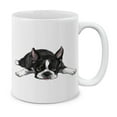 thumbnail image 1 of WIRESTER 11oz 325ml Ceramic Tea Cup Coffee Mug With Handgrip For Gift, Birthday, Anniversary, Christmas - Boston Terrier Dog Lying Down Looking Up, 1 of 7